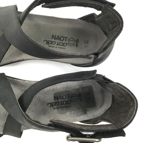 NAOT Rianna Cork Sandal Womens 38 US 7 Oily Coal Leather Strappy Gladiator NEW - Picture 9 of 15